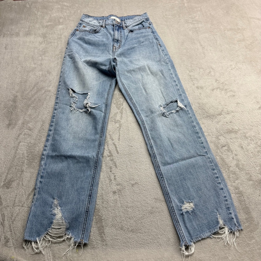 BDG Cowboy Jean Women 26 Light Blue Distressed Straight Leg High Rise Y2K Denim